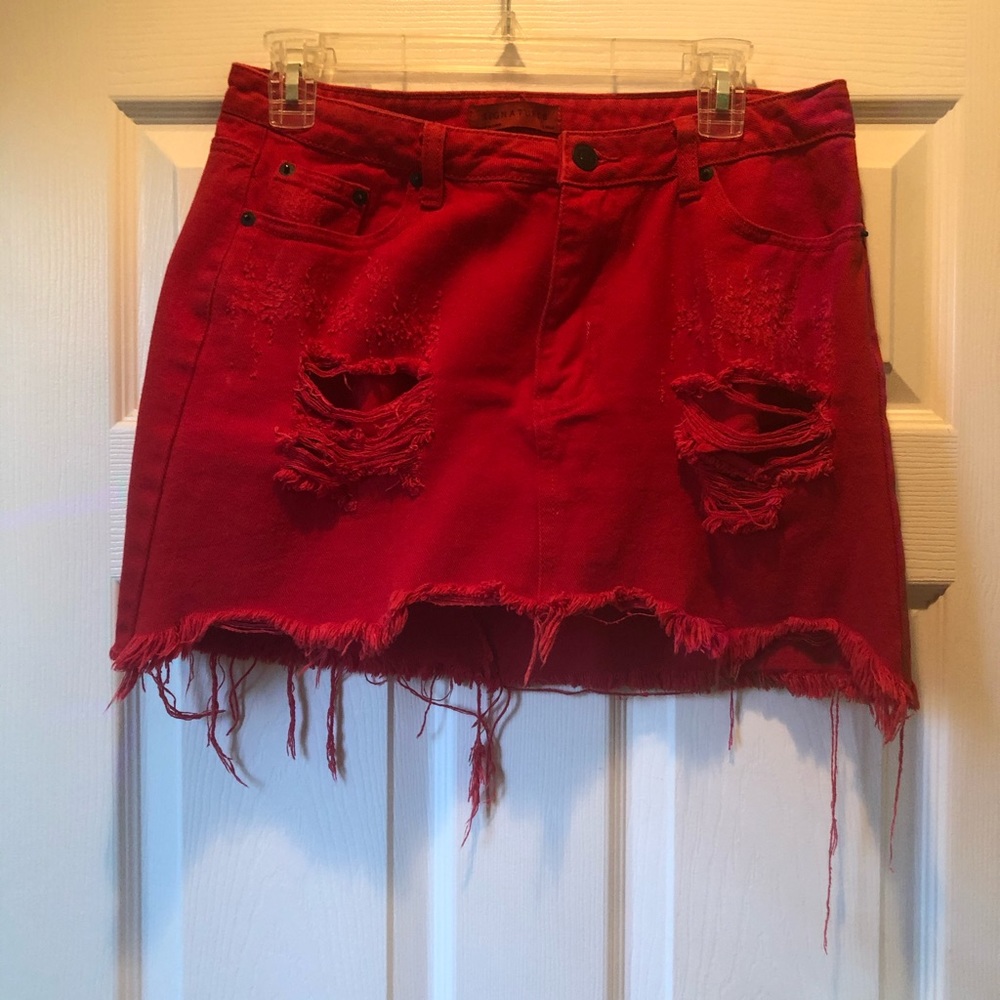 Red mini skirt
